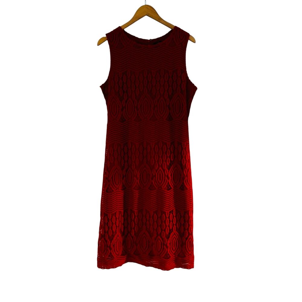 Sharagano Red Lace Sleeveless Dress Size 12 NWT